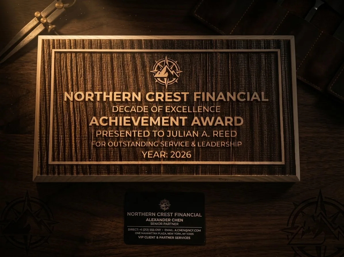 Northern Crest Financial engraved achievement award